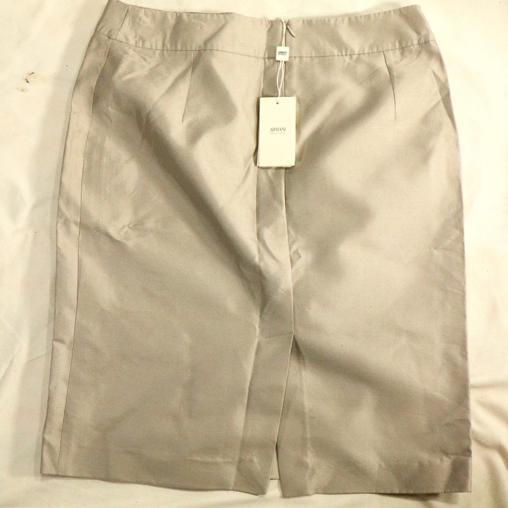 nwt ARMANI COLLEZIONI Gonna Silver Pencil Skirt Sz 10 US